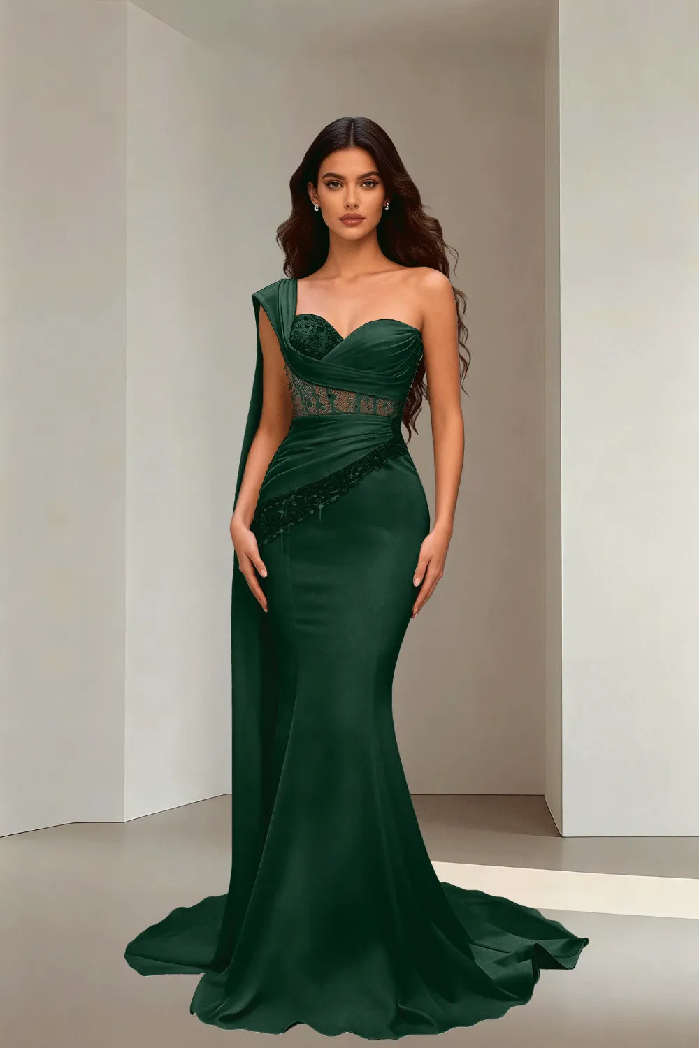 Lace Corset Strapless Trumpet Dress