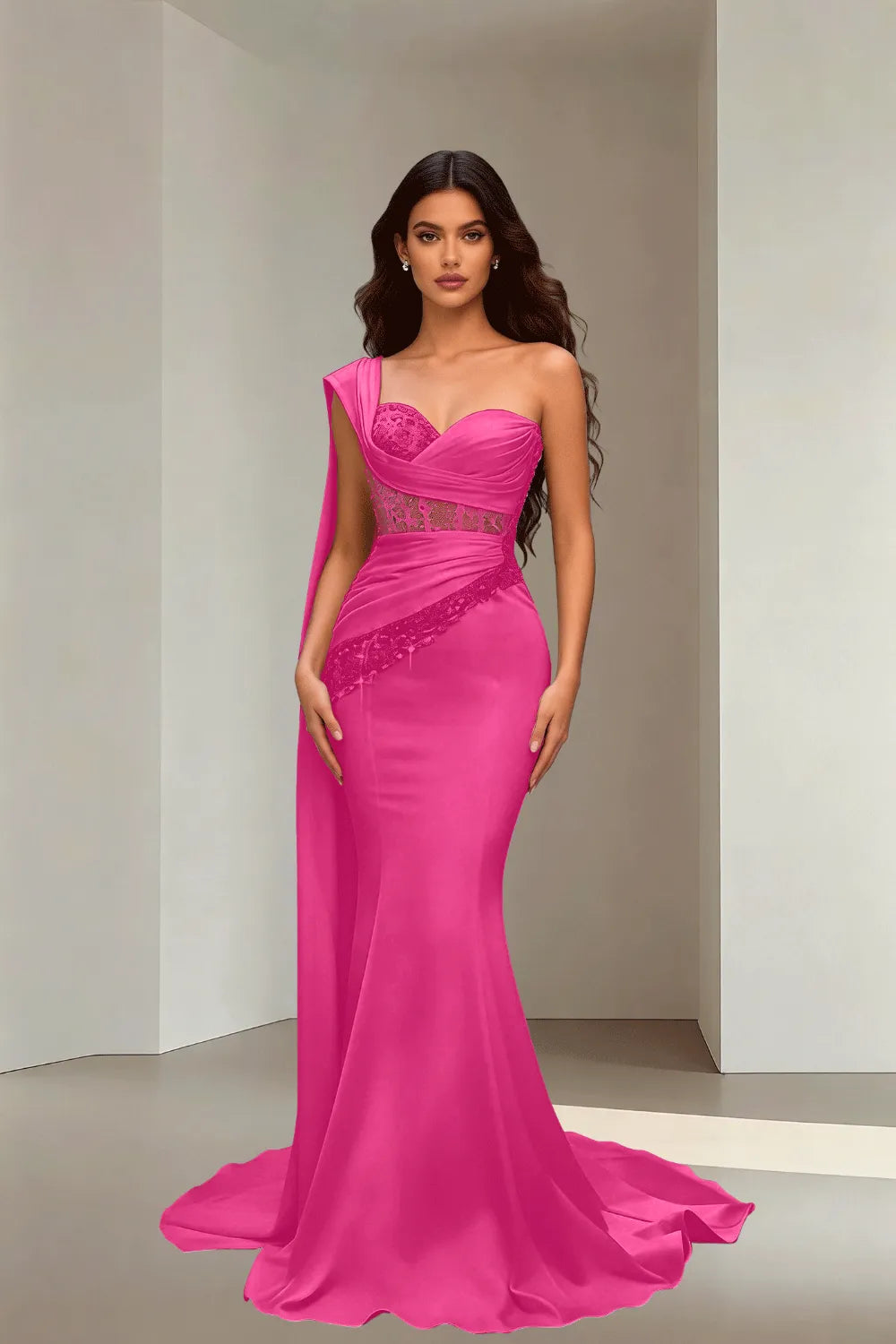 Lace Corset Strapless Trumpet Dress