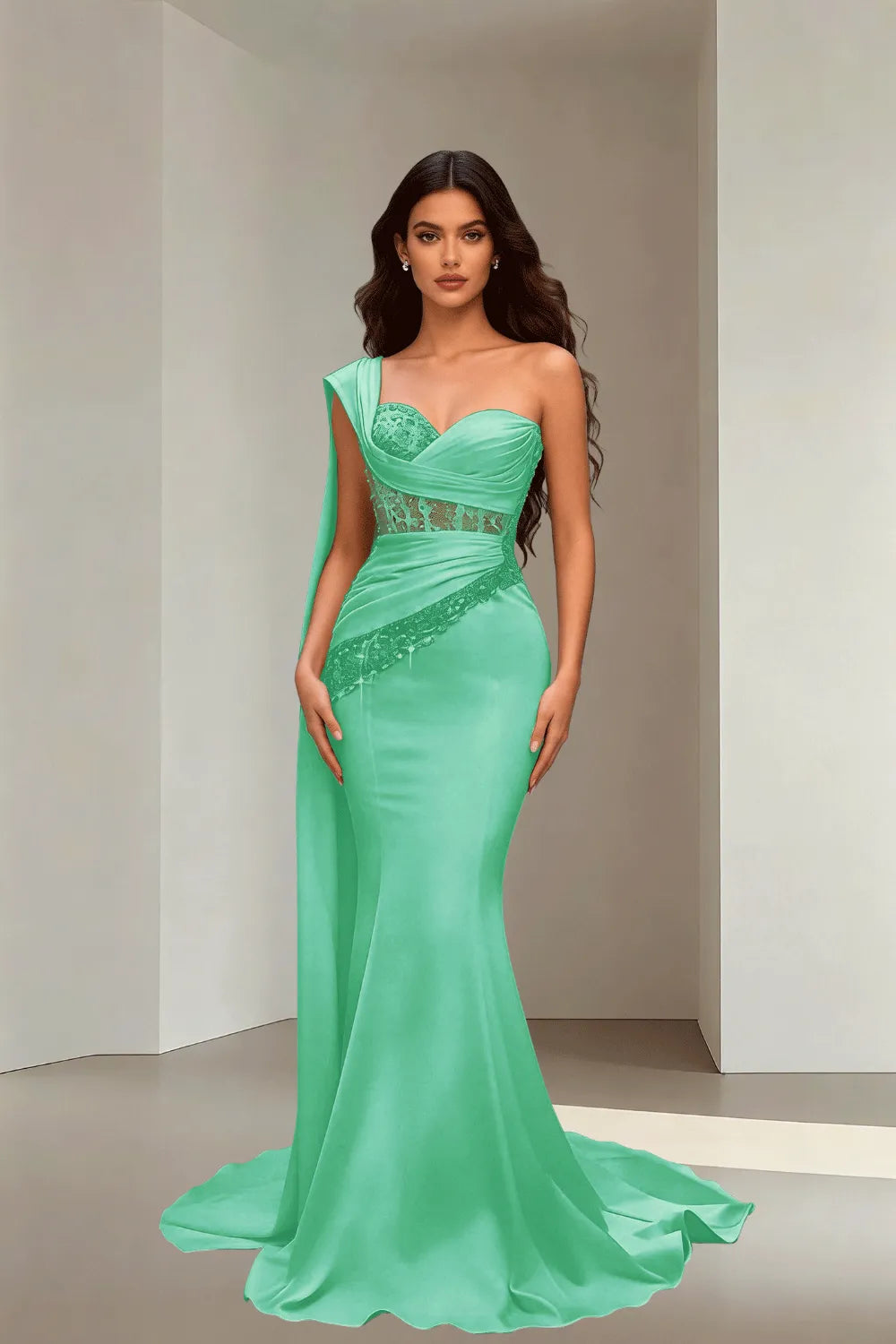 Lace Corset Strapless Trumpet Dress