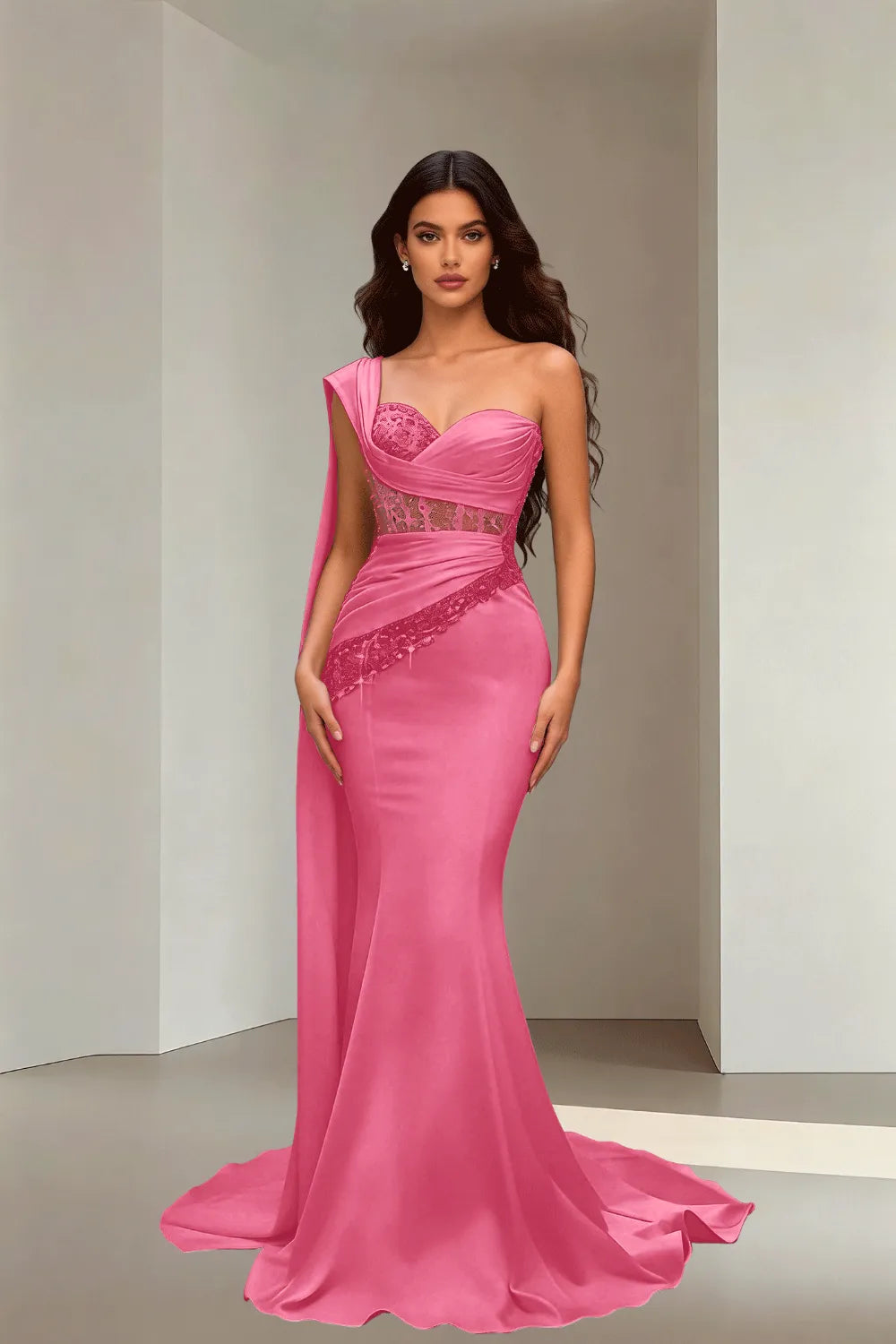 Lace Corset Strapless Trumpet Dress