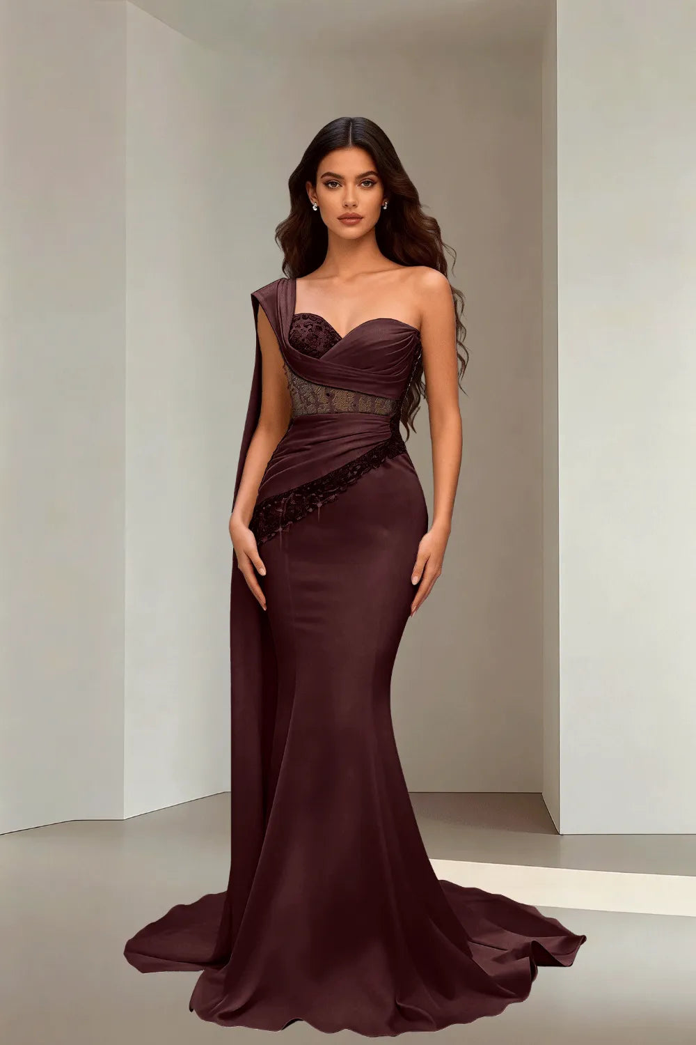 Lace Corset Strapless Trumpet Dress