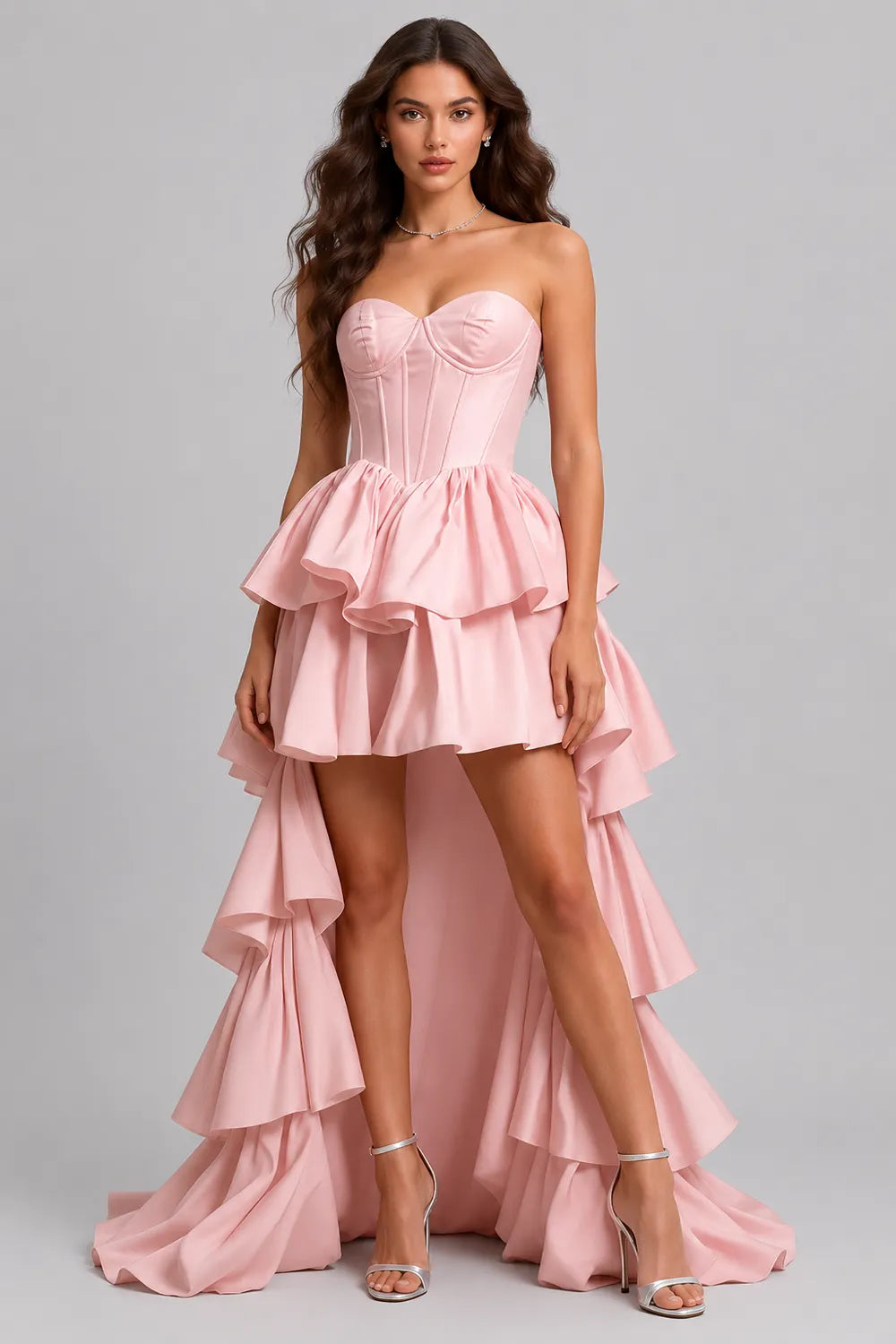 Strapless High Low Prom Dress