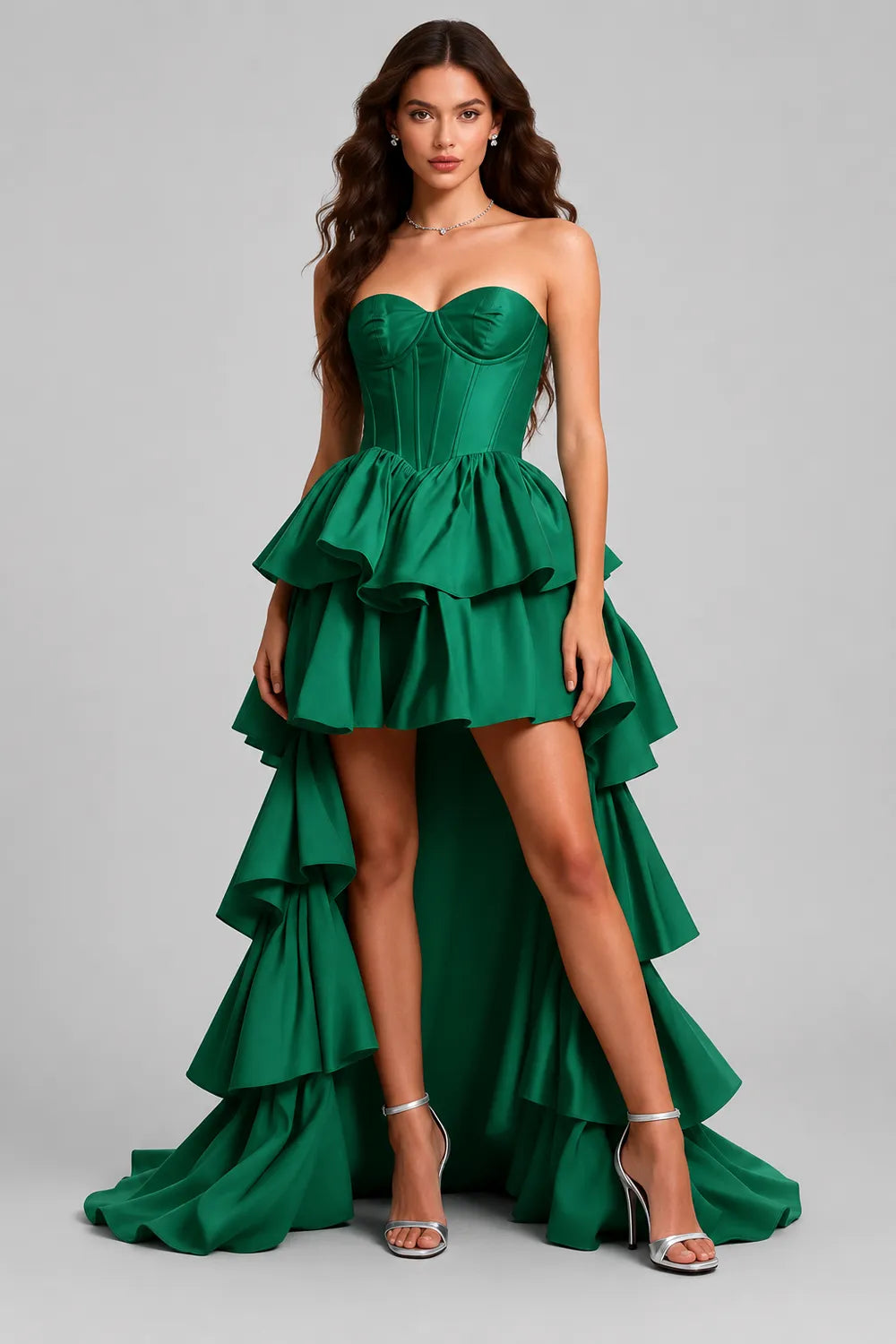 Strapless High Low Prom Dress
