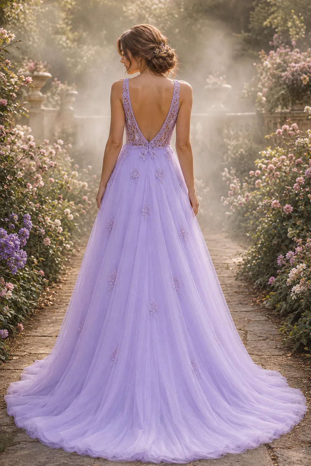 Fairytale Lace Applique Tulle Ball Gown