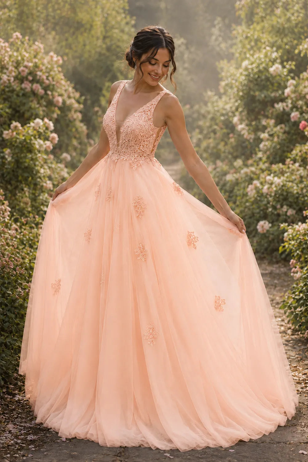 Fairytale Lace Applique Tulle Ball Gown