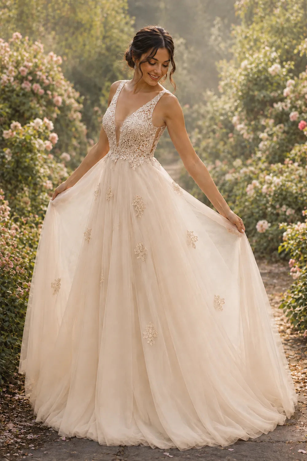Fairytale Lace Applique Tulle Ball Gown