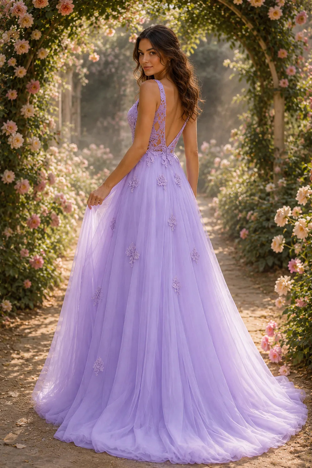 Fairytale Lace Applique Tulle Ball Gown