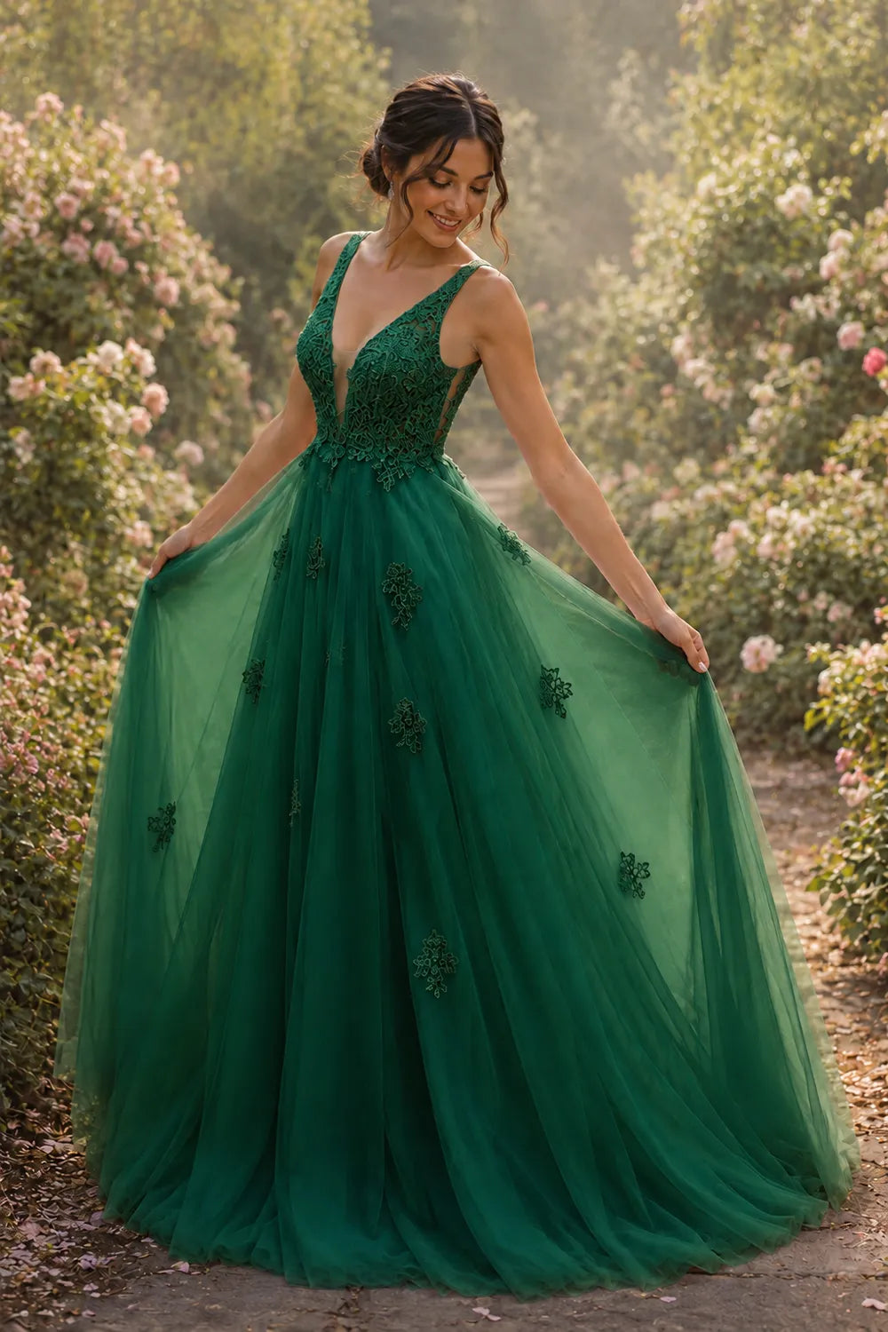 Fairytale Lace Applique Tulle Ball Gown