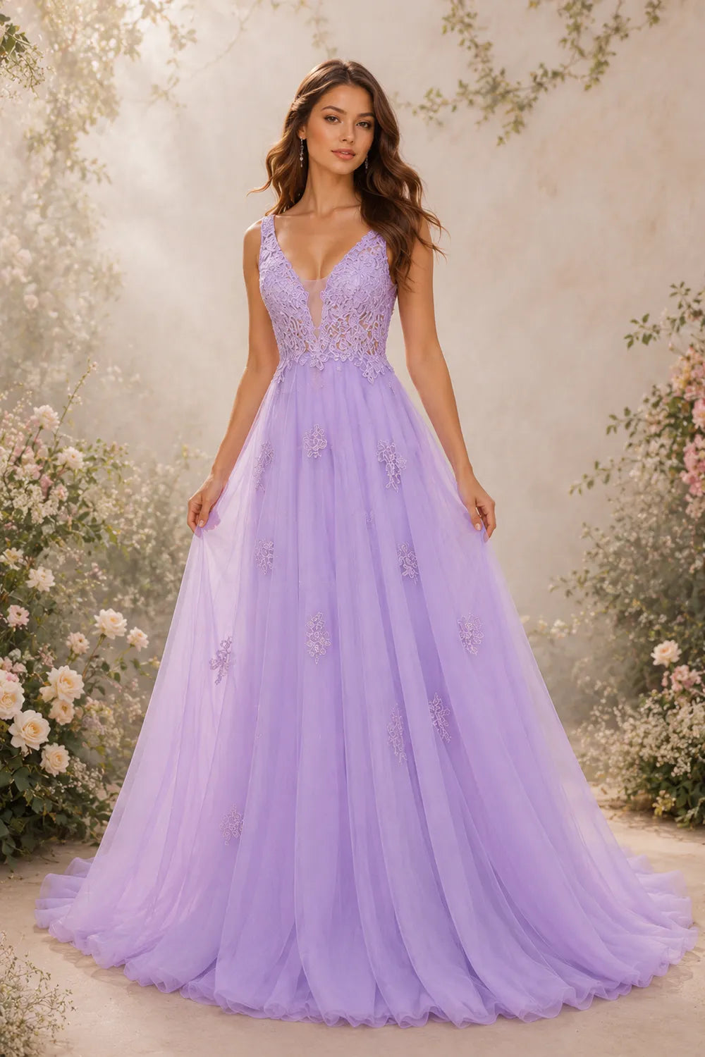 Fairytale Lace Applique Tulle Ball Gown