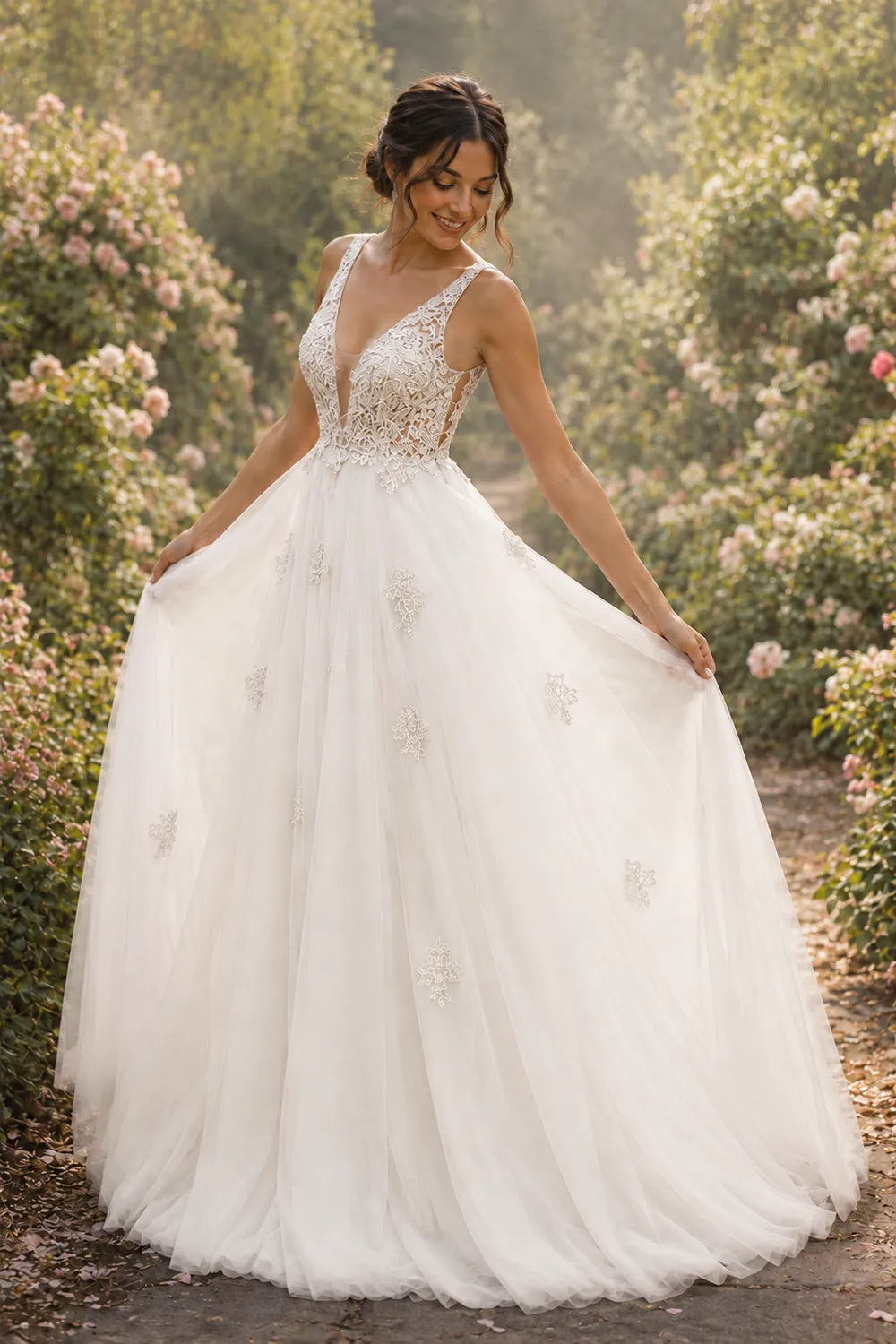 Fairytale Lace Applique Tulle Ball Gown