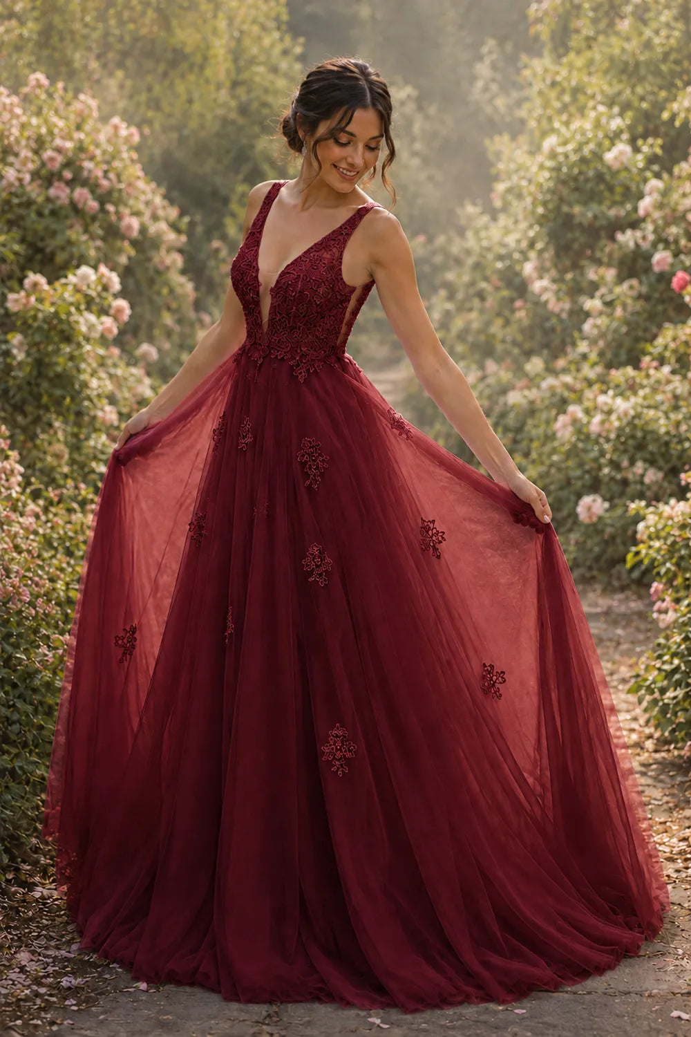 Fairytale Lace Applique Tulle Ball Gown
