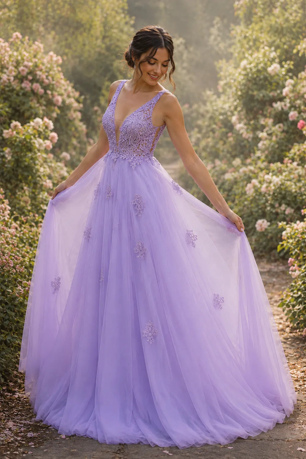 Fairytale Lace Applique Tulle Ball Gown