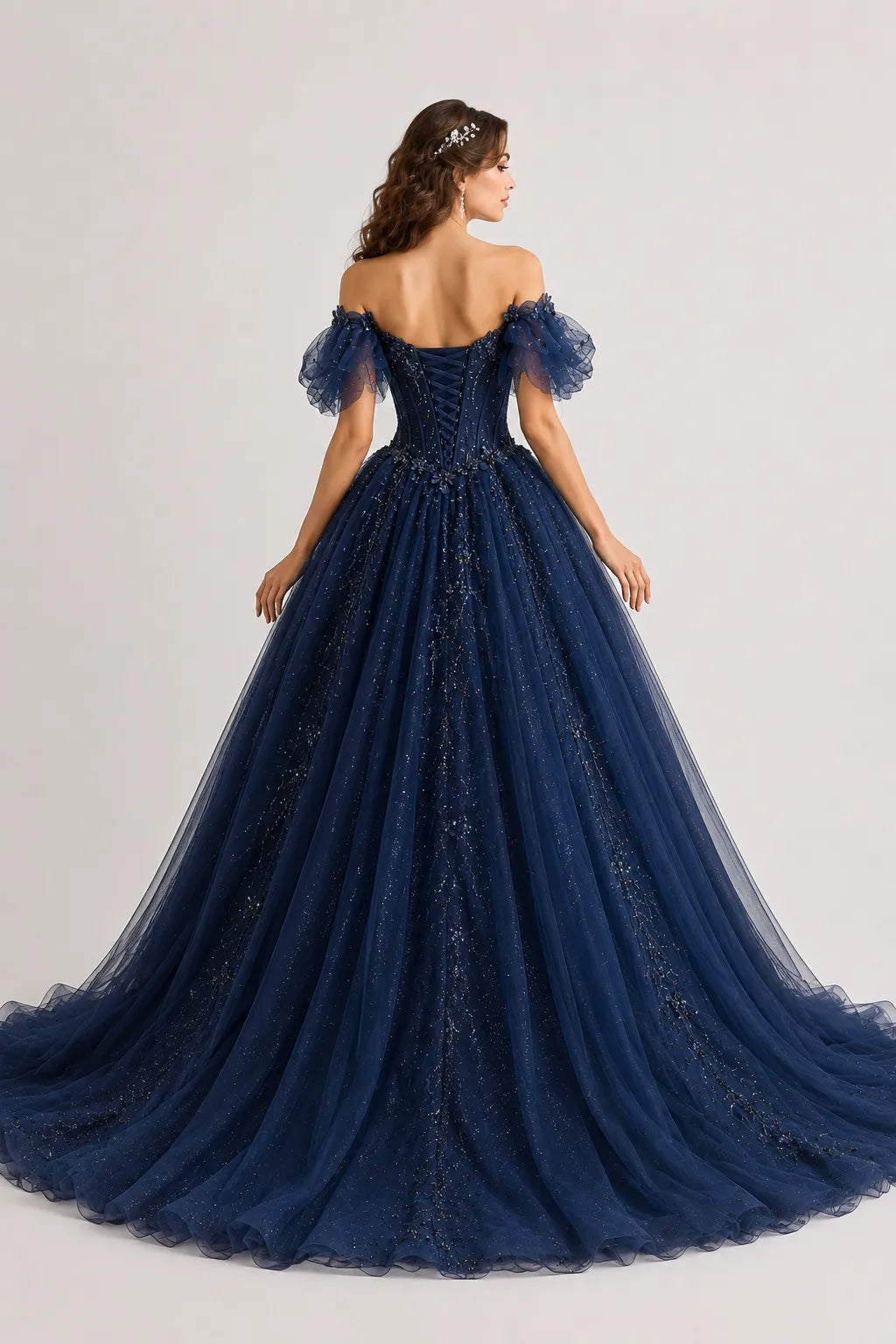 Fairytale Corset Tulle Ball Gown with Floral Details