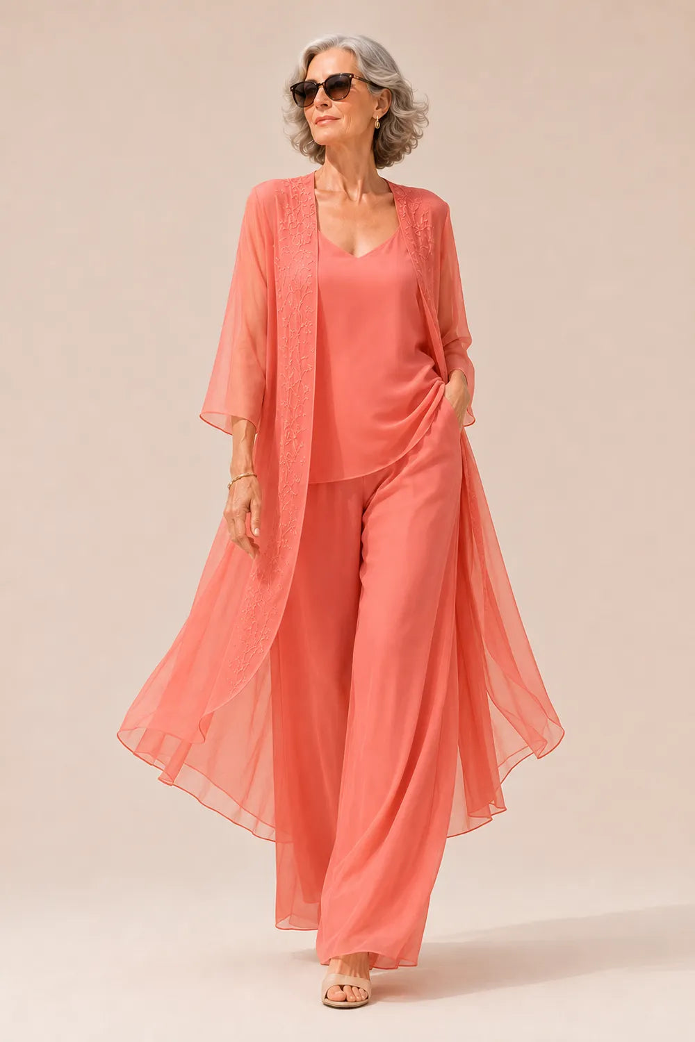Aurelia Flowing Chiffon Formal Pant Set
