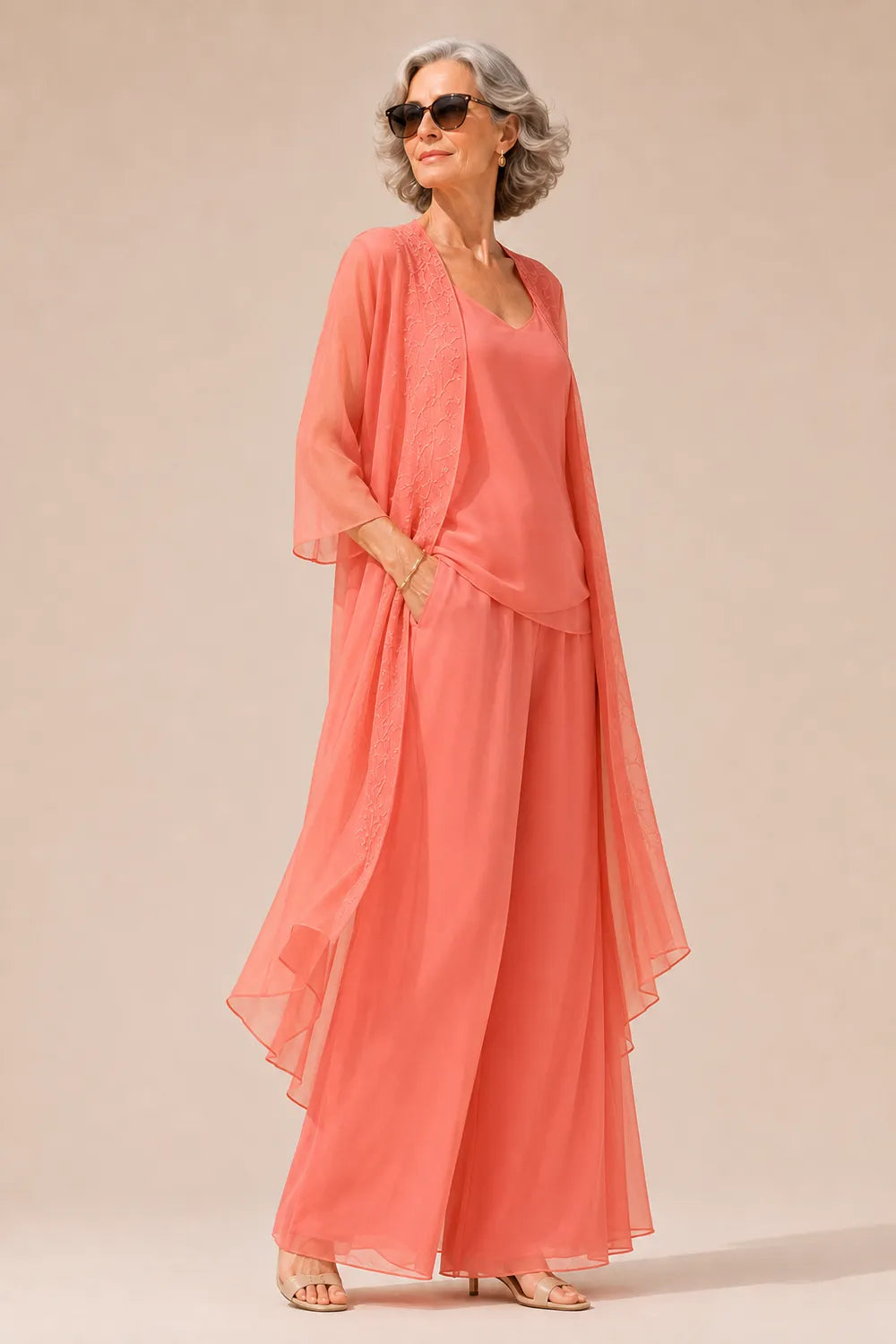 Aurelia Flowing Chiffon Formal Pant Set