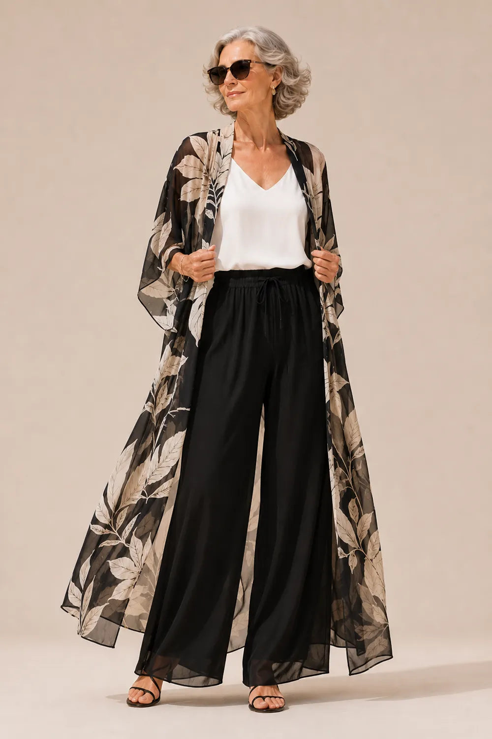 Floral Chiffon 3 Piece Mother of the Bride Pant Suit