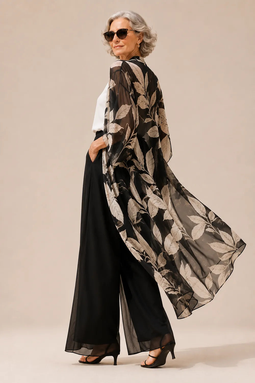 Floral Chiffon 3 Piece Mother of the Bride Pant Suit