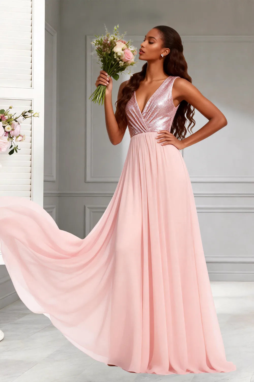 Elara Sleeveless Chiffon Formal Evening Gown