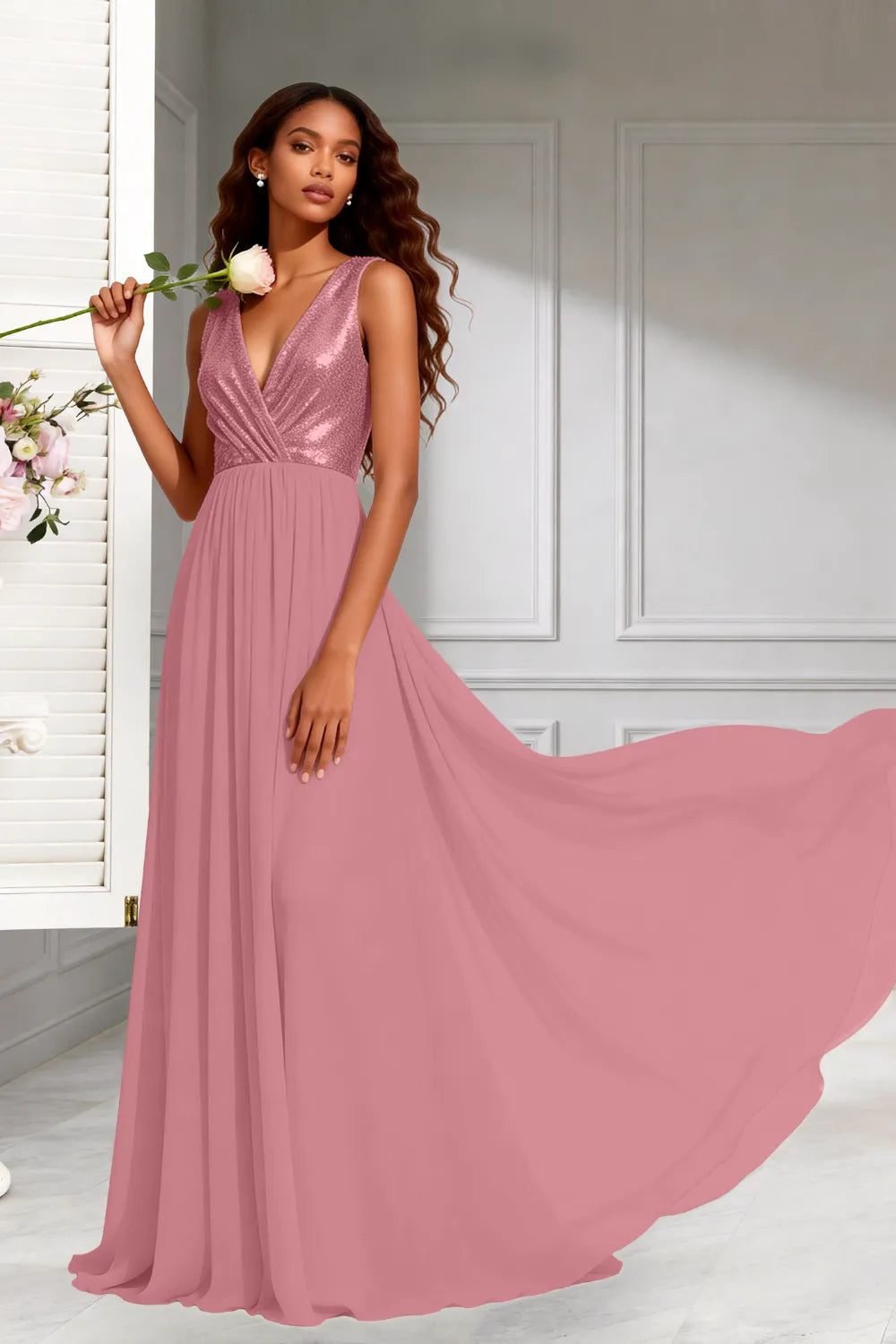 Elara Sleeveless Chiffon Formal Evening Gown