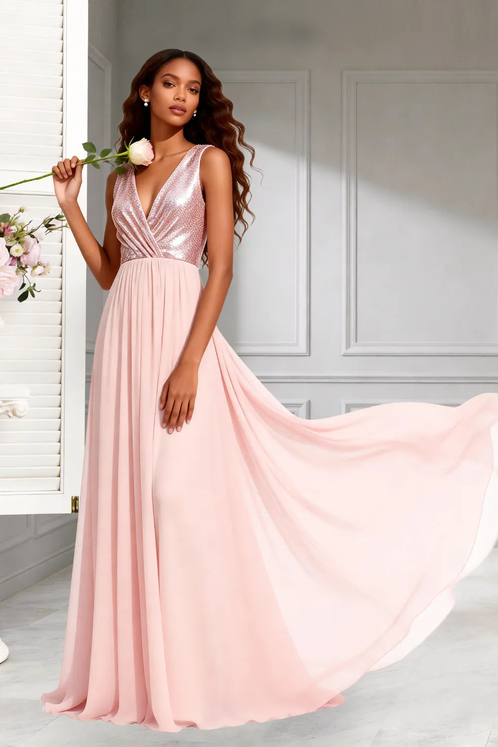 Elara Sleeveless Chiffon Formal Evening Gown