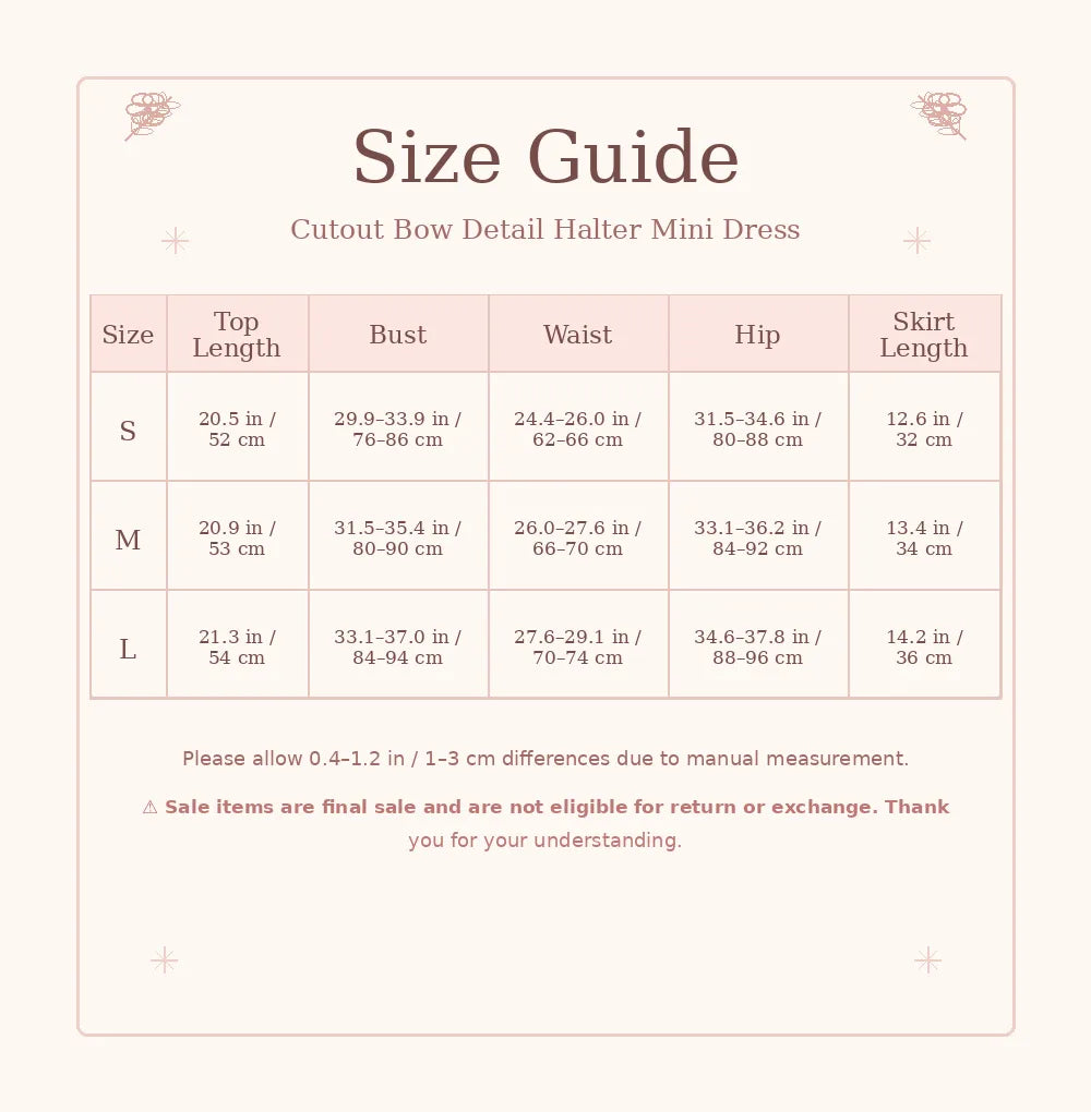 Cutout Bow Detail Halter Mini Dress（SALE）