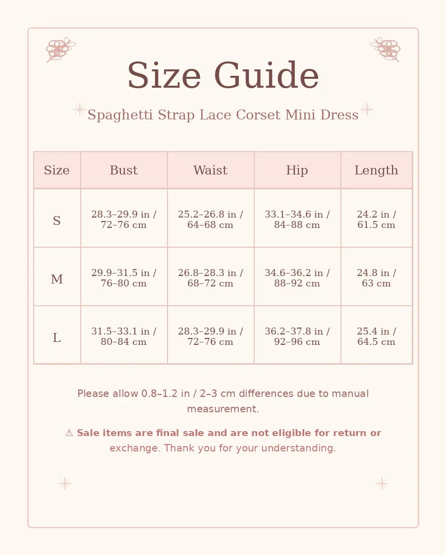 Spaghetti Strap Lace Corset Mini Dress（SALE）